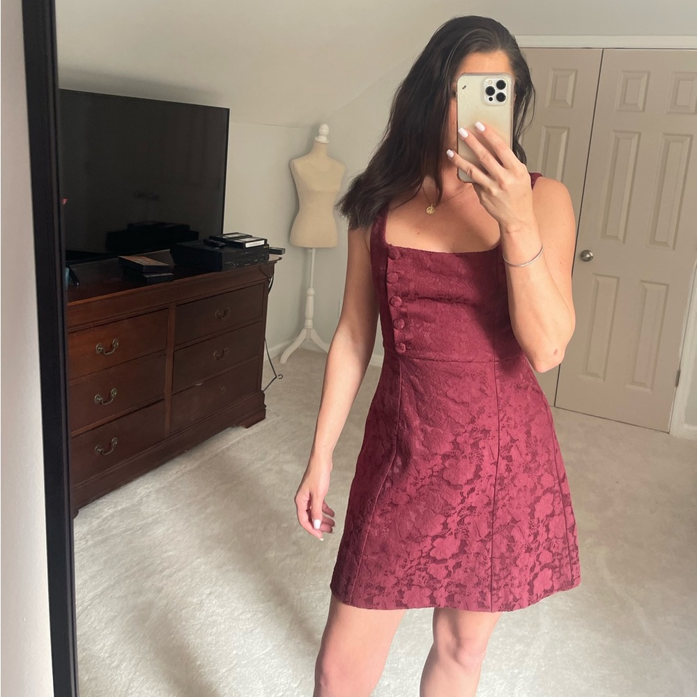 Urban Outfitters lace brocade burgundy dress size 2